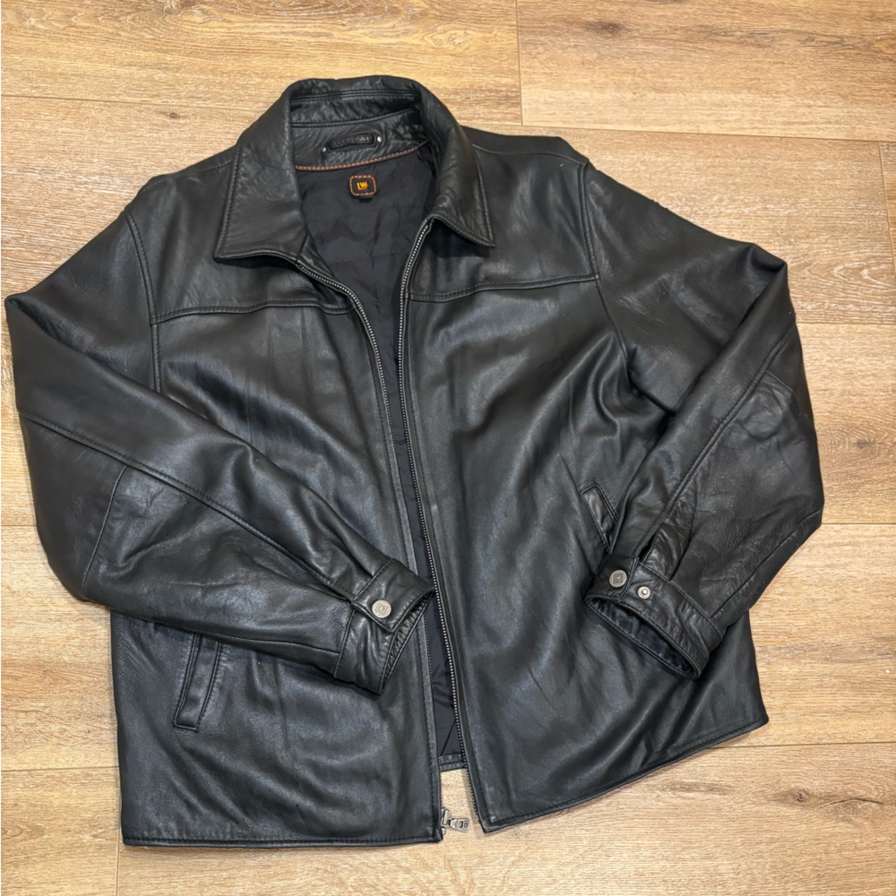 Wilson’s Leather XL Slashed Black Leather Jacket Distressed Repair Project